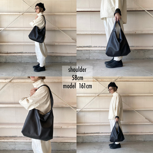 美品】　OHGA レザーバッグ　ショルダーバッグ ミドルショルダー とっても柔らかいレザー ブラック ショルダー