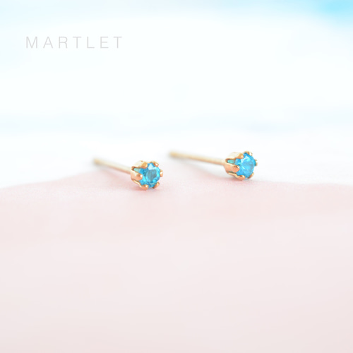 14kgf ネオンブルーアパタイト(2mm/6本爪) 天然石ピアス ピアス