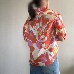【在庫一掃限定SALE！】花柄チェックのふんわりスッキッパー７分袖シャツ（AN-002） 5枚目の画像