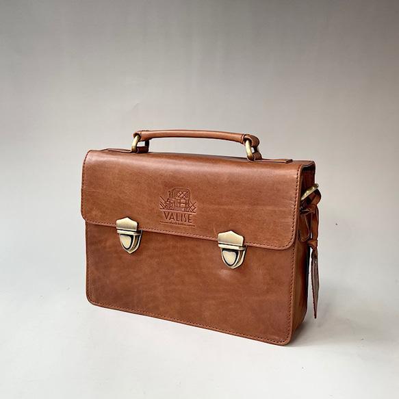 英国デザイン牛革かばんValise ミニサッチェルバッグ ゴールデンタン バリス