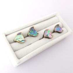 千鳥螺鈿 漆ピンブローチ アワビ系 2枚目の画像