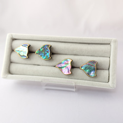 千鳥螺鈿 漆ピンブローチ アワビ系 7枚目の画像