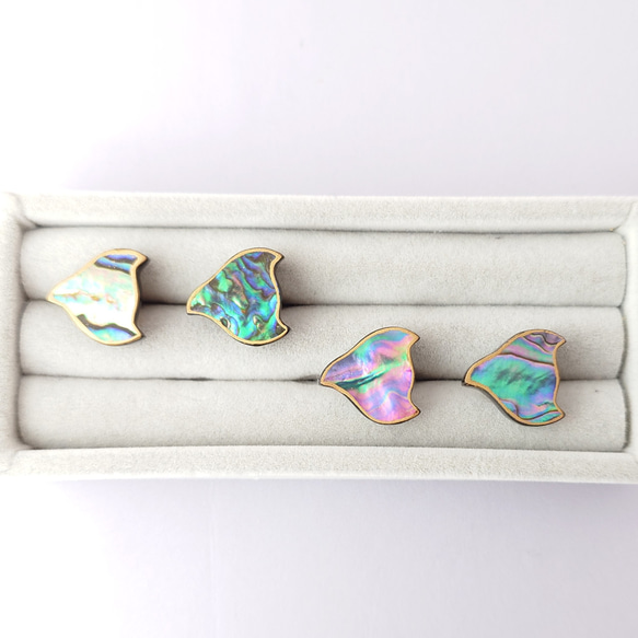 千鳥螺鈿 漆ピンブローチ アワビ系 1枚目の画像