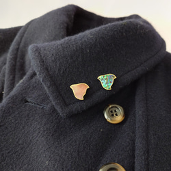 千鳥螺鈿 漆ピンブローチ アワビ系 11枚目の画像