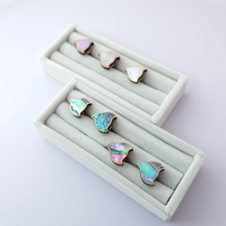 千鳥螺鈿 漆ピンブローチ アワビ系 15枚目の画像