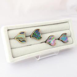 千鳥螺鈿 漆ピンブローチ アワビ系 9枚目の画像