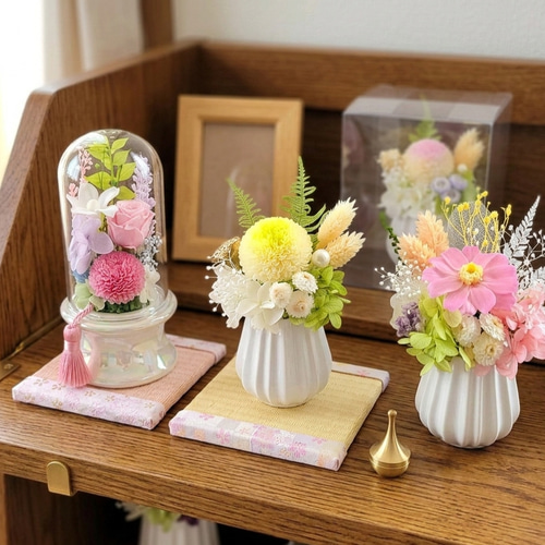 ジニアのかわいい仏花・お供え花 コンパクト・ミニサイズ/ペット供養に