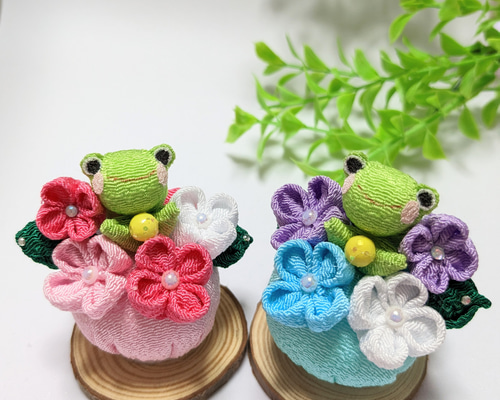 梅雨　カエル　紫陽花　ちりめん細工 1ad73f639c4e474d165fdc25b43e89