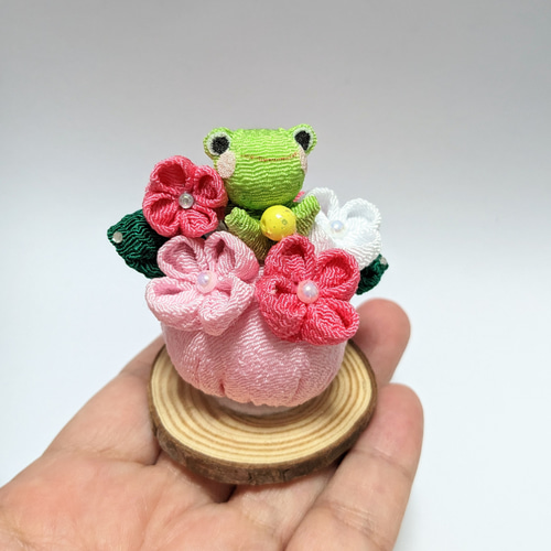 梅雨カエル紫陽花ちりめん細工