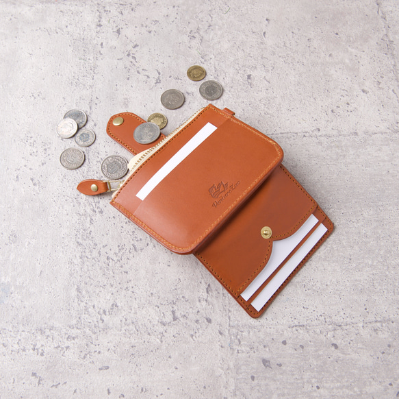 零錢卡包 Card Holder with Coin Purse Wallet / 淺棕 Tan 第4張的照片