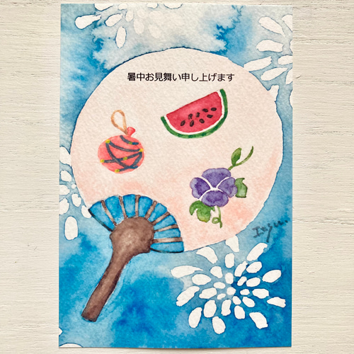 ポストカード  絵画 手描きイラスト 三つ編み  オリジナル 水彩画 725df9a83ab4f43a9bb2a8fc6ddb7e