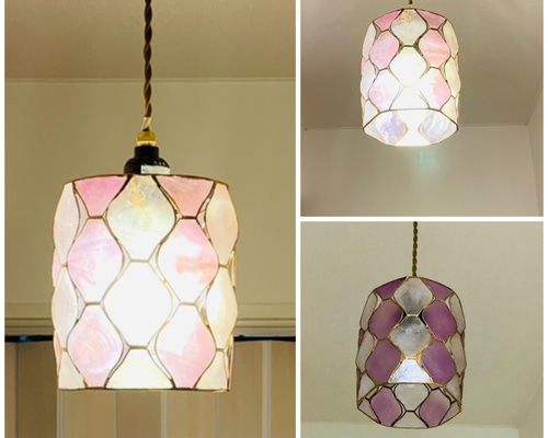 ペンダントライト 照明 Shell/PPU カピス貝 ランプシェード E26