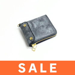 【在庫処分SALE】 厚い革1枚のL字ファスナー財布 【アラスカレザー ブラック】 【送料無料】 1枚目の画像