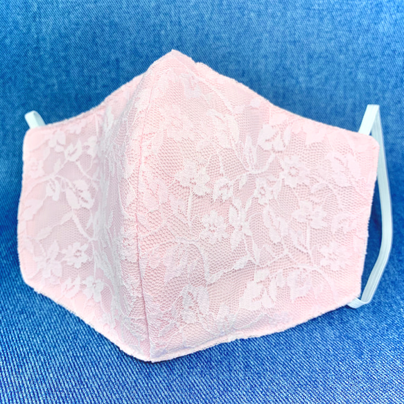 【立体3層マスク】桜レース✨　柔らかダブルガーゼ 1枚目の画像