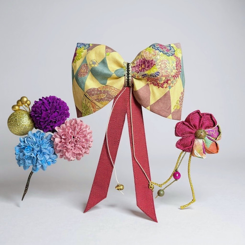 送料無料】卒業式 袴 髪飾り リボン 花 大人なアンティーク着物リボン