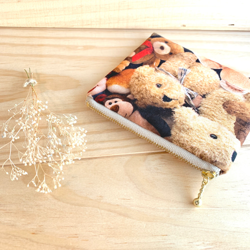 ♡ぬいぐるみ テディベア 12cmファスナー ぺたんこポーチ