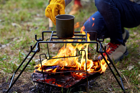 ソロキャンプ用、２段階調整可能アイアンロストル 1枚目の画像