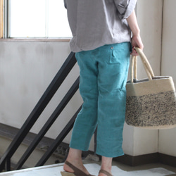 Cropped pantsクロップドパンツ４ポケット＊belgian-linen25【受注生産】 2枚目の画像