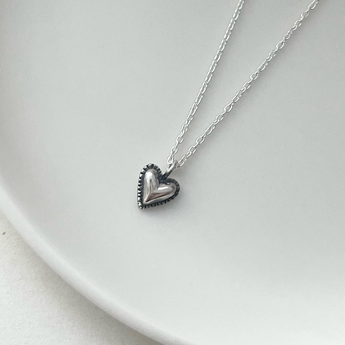 アンティークハート　ネックレス　 シルバー925　チェーン40㎝
