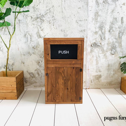 【PUSH】ウッドダストボックス  700×400  インナーゴミ箱付45ℓゴミ袋対応 インダストリアル家具 9枚目の画像