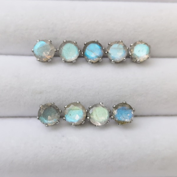 5mm 宝石質✨ラブラドライトAAA－✨ファセットカットピアス／ノンホールピアス 【金属アレルギー対応】AP-＃69 8枚目の画像