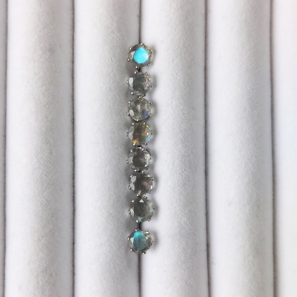 5mm 宝石質✨ラブラドライトAAA－✨ファセットカットピアス／ノンホールピアス 【金属アレルギー対応】AP-＃69 7枚目の画像