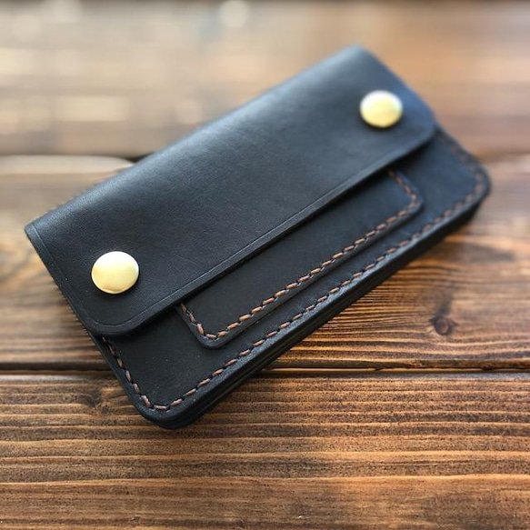 ミドルトラッカーウォレット　ハンドメイド　ヌメ革 セール アウトレットハンドメイド・手芸 - ヌメ革 ミドル