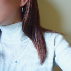 《12月誕生石》タンザナイトの紫陽花とペリドットリーフのピアス/イヤリング　14kgf  アレルギー対応誕生日プレゼント 6枚目の画像