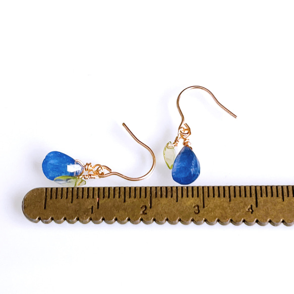 《12月誕生石》タンザナイトの紫陽花とペリドットリーフのピアス/イヤリング　14kgf  アレルギー対応誕生日プレゼント 8枚目の画像