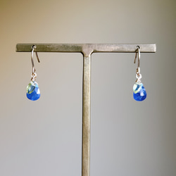 《12月誕生石》タンザナイトの紫陽花とペリドットリーフのピアス/イヤリング　14kgf  アレルギー対応誕生日プレゼント 3枚目の画像