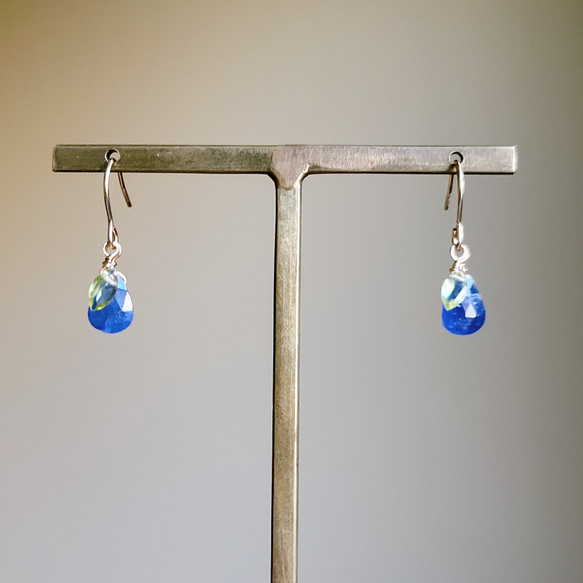 《12月誕生石》タンザナイトの紫陽花とペリドットリーフのピアス/イヤリング　14kgf  アレルギー対応誕生日プレゼント 3枚目の画像