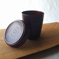 ケヤキ　小皿兼用の蓋つきカップ 4枚目の画像