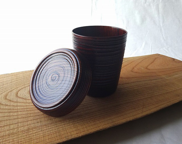 ケヤキ　小皿兼用の蓋つきカップ 4枚目の画像