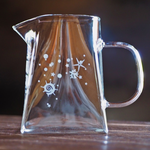 ティーセット3点】貝殻 ガラスティーカップ＆ソーサー2個＋