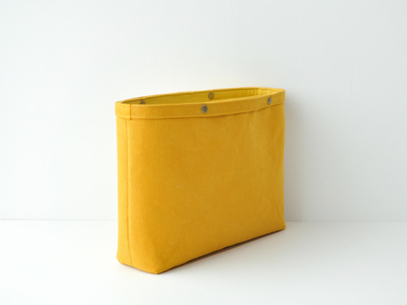 コットンキャンバスのバッグインバッグ 帆布 マスタード からし ブルー ネイビー 紺 カーキ グリーン 4枚目の画像