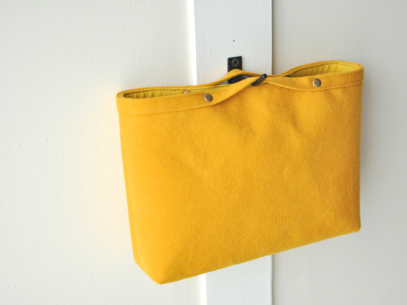 コットンキャンバスのバッグインバッグ 帆布 マスタード からし ブルー ネイビー 紺 カーキ グリーン 3枚目の画像