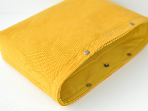 コットンキャンバスのバッグインバッグ 帆布 マスタード からし ブルー ネイビー 紺 カーキ グリーン 5枚目の画像