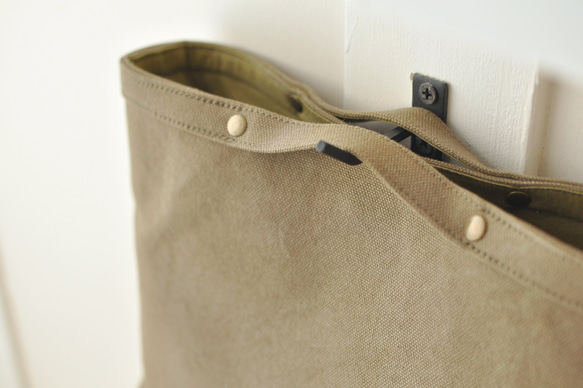 コットンキャンバスのバッグインバッグ 帆布 マスタード からし ブルー ネイビー 紺 カーキ グリーン 9枚目の画像