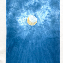 送料無料　" 月光にペガサス " 月  藍染手ぬぐい　絞り染め 4枚目の画像