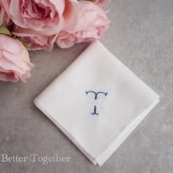 フラワーイニシャル✨刺繍ハンカチ✨ブライダルハンカチ　両家顔合わせ　プレゼント 6枚目の画像