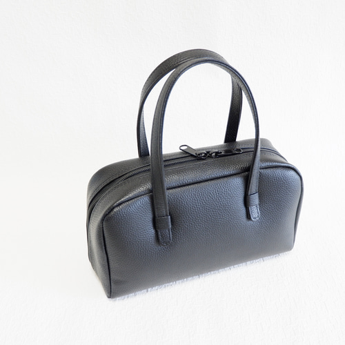 牛革 三方ファスナー フルオープン ミニボストンバッグ 横型 ボストン