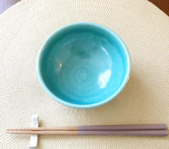 トルコ青釉の飯碗 ＊ ２ 2枚目の画像