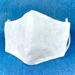 【立体3層マスク】白レース✨　柔らかダブルガーゼ 1枚目の画像