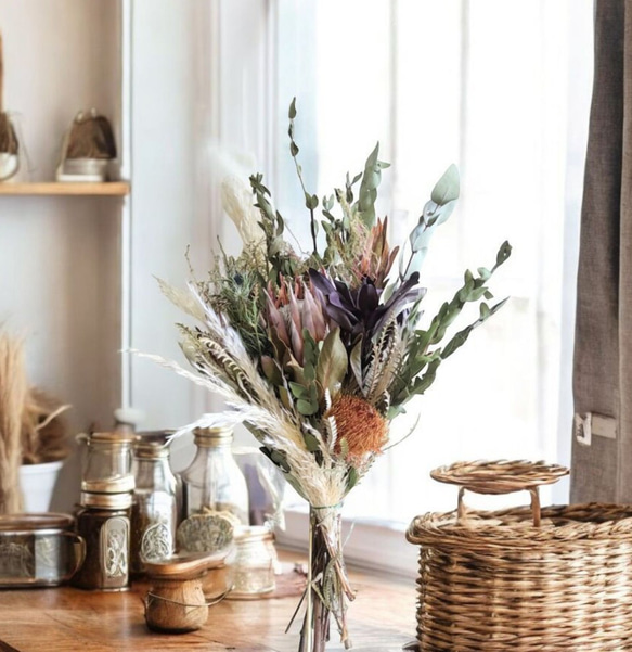 受注制作《キングプロテアブーケ》65cm WeddingBouquet ブーケ 石と花