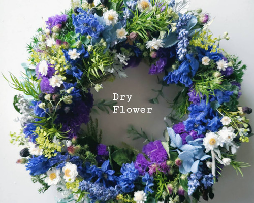 受注制作 ～青いリース～ リース はなさか兄さん 通販 11909500