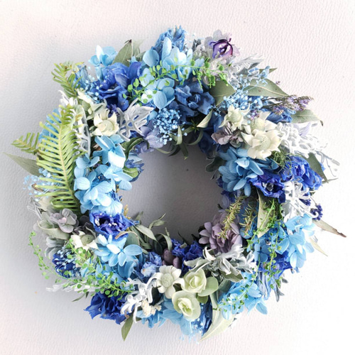 冬の青いリース 受注制作 ～青いリース～ リース はなさか兄さん 通販 11909500