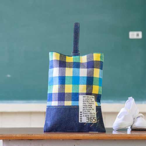 カラフルチェックの入園入学 基本の3点セット：ブルー ｜レッスン