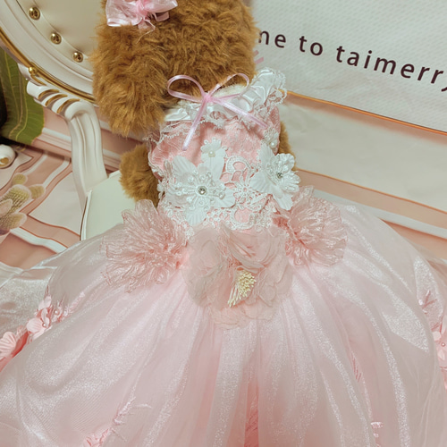 犬猫うさちゃん服 まるで妖精‍♂️ピンクのロング丈ドレス