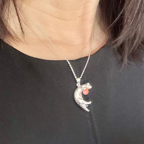 流水に桜” 透かし彫り ペンダント Kimono pattern pendant