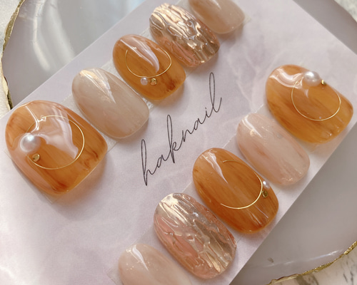 ◎no.001◎ ニュアンス べっ甲 ネイルチップ 結婚式 成人式 ◎no.001◎ ニュアンス べっ甲 ネイルチップ 結婚式 成人式 ◎no.001◎